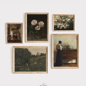 French Countryside Gallery Wall Print Set, Vintage Spring Prints, Landscape Painting Printable Wall Art,Moody Rustic Gallery, Antique Print