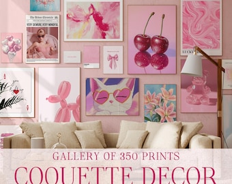 350 Coquette Wall Art Prints, Feminine Illustration (Digital Download)