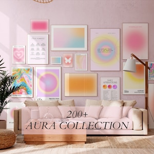 MEGA BUNDLE of Aura Posters, 200+ Prints, Y2k Aura Gradient, Mental health poster, Affirmation poster, Psychedelic Poster,Spiritual Wall Art