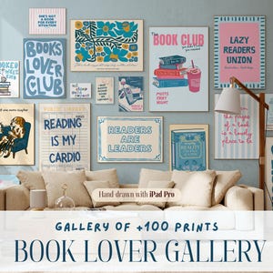 Conjunto de 100 láminas de arte mural para amantes de los libros, citas de libros imprimibles, decoración acogedora para rincones de lectura, impresiones, citas literarias divertidas y estéticas, ambiente literario.