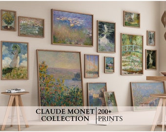 Set van 200 + digitale prints van Claude Monet, vintage olieverfschilderijen, canvas prints van Monet, impressionistische kunst, MEGA bundel, antieke schilderijen