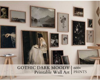 MEGA BUNDEL van Dark Gothic Lunatic Collage Kit, 600+ stuks vintage donkere foto's, Dark Academic World Grunge Decor, Gothic Collage Print Set