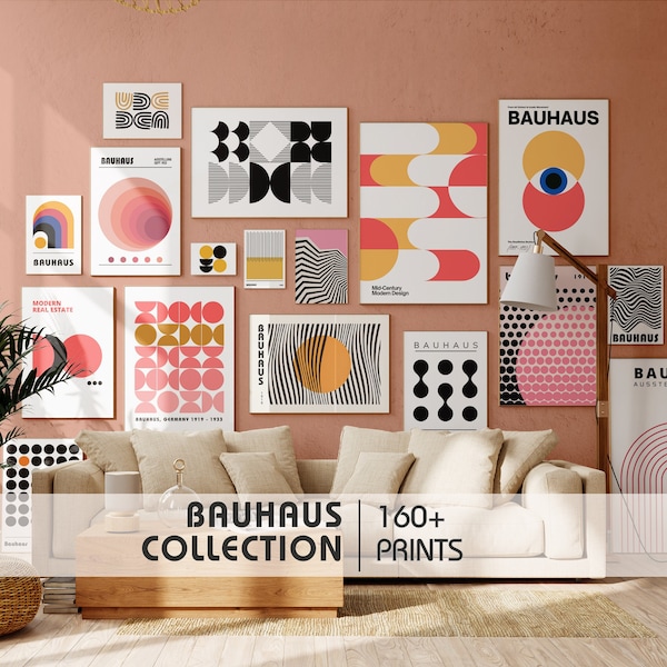 MEGA BUNDLE von Bauhaus Postern 160+ moderne abstrakte geometrische minimalistische Packung, eklektische Galerie Wandkunst, Retro Drucke Bauhaus
