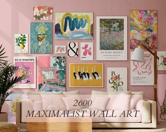 MEGA BUNDLE Von 2600 Maximalist Galeriewand Set, eklektische Wandkunst, Vintage Drucke, Maximalist Wohnkultur, eklektische Galerie Wanddekoration