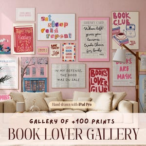 Set da parete per amanti dei libri da 100, Galleria di citazioni di libri stampabili, Decorazione per angolo lettura accogliente, Stampe letterarie, Arte estetica libresca, Download digitale