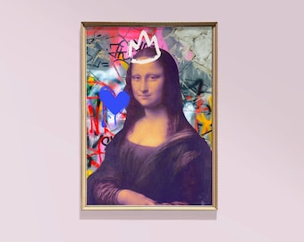 Dipinto alterato della Monna Lisa, arte eclettica stampabile (download digitale)