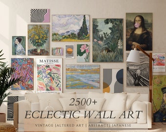 Maximalist Gallery Wall Art Set, Eclectic Vintage Prints (Digital Download)