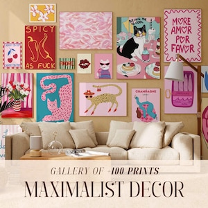 100+ stuks Maximalist Gallery-muurkunstafdrukken - Eclectisch interieur (digitale download)