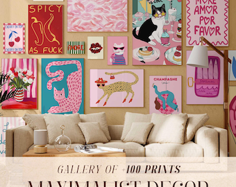 100+ Stück Maximalist Galerie Wand Kunst Drucke - Eclectic Home Decor (Digitaler Download)