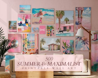 500 Impressões Ecléticas de Verão, Arte de Parede Maximalista (Download Digital)