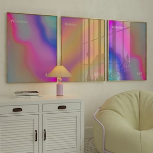 Positive Aura Posters Set Of 3, Spiritual Poster, Grainy Gradient, Gradient Print, Colourful Aura Poster, Trendy Wall Art DIGITAL DOWNLOAD