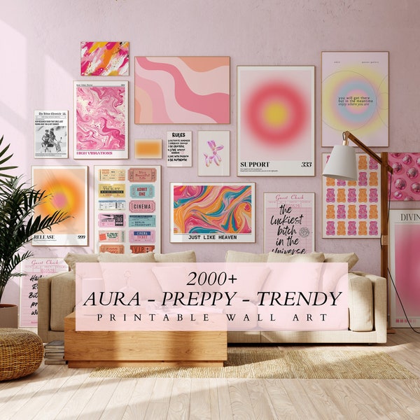 MEGA BUNDLE: 2000+ Trendy Gallery Wall Set, Aura Wandkunst, Preppy Poster, buntes Wohndekor, Fashion Prints, bunte künstlerische Impressionen
