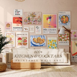 MEGA PAKIET ponad 600 wydruków artystycznych z motywami koktajlowymi, wydruki na ścianę do kuchni, modne dekoracje kuchenne, plakaty do wydrukowania z motywami koktajlowymi, wydruki retro do kuchni.