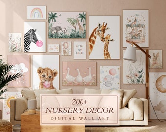 MEGA BUNDLE 200+ for Nursery, Vintage Painting,Cottagecore Decor,Printable Wall Art, Bows,Vintage Gallery Wall for Girls and Boys,Puppies