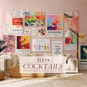 MEGA BUNDLE di oltre 100 stampe artistiche di cocktail, stampe di decorazioni da parete per cucina, decorazioni per la cucina alla moda, poster stampabili per cocktail, stampe da cucina retrò. immagine 1