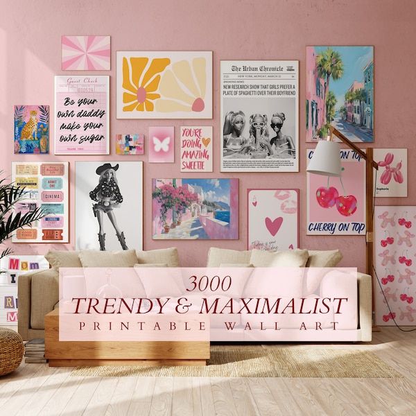 Eklektyczny zestaw ścienny, ponad 3000 modnych grafik (do pobrania w wersji cyfrowej)