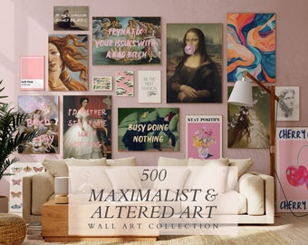 MEGA BUNDEL van Maximalist Gallery Wall Set en Altered Art, eclectische muurkunst, Maximalist Home Decor, kleurrijke kunst, Altered Art Printable.