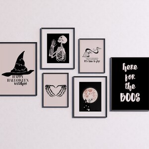 Set di 6 collezione di Halloween, stampe di Halloween, arte della parete di Halloween alla moda, arte della parete di Halloween stampabile, decorazioni di Halloween, arte della parete stampabile