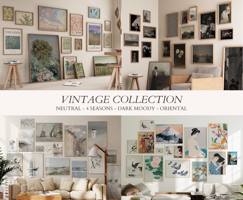 ENTIRE STORE SALE, Wall Art Bundle,vintage Gallery Sets,eclectic and