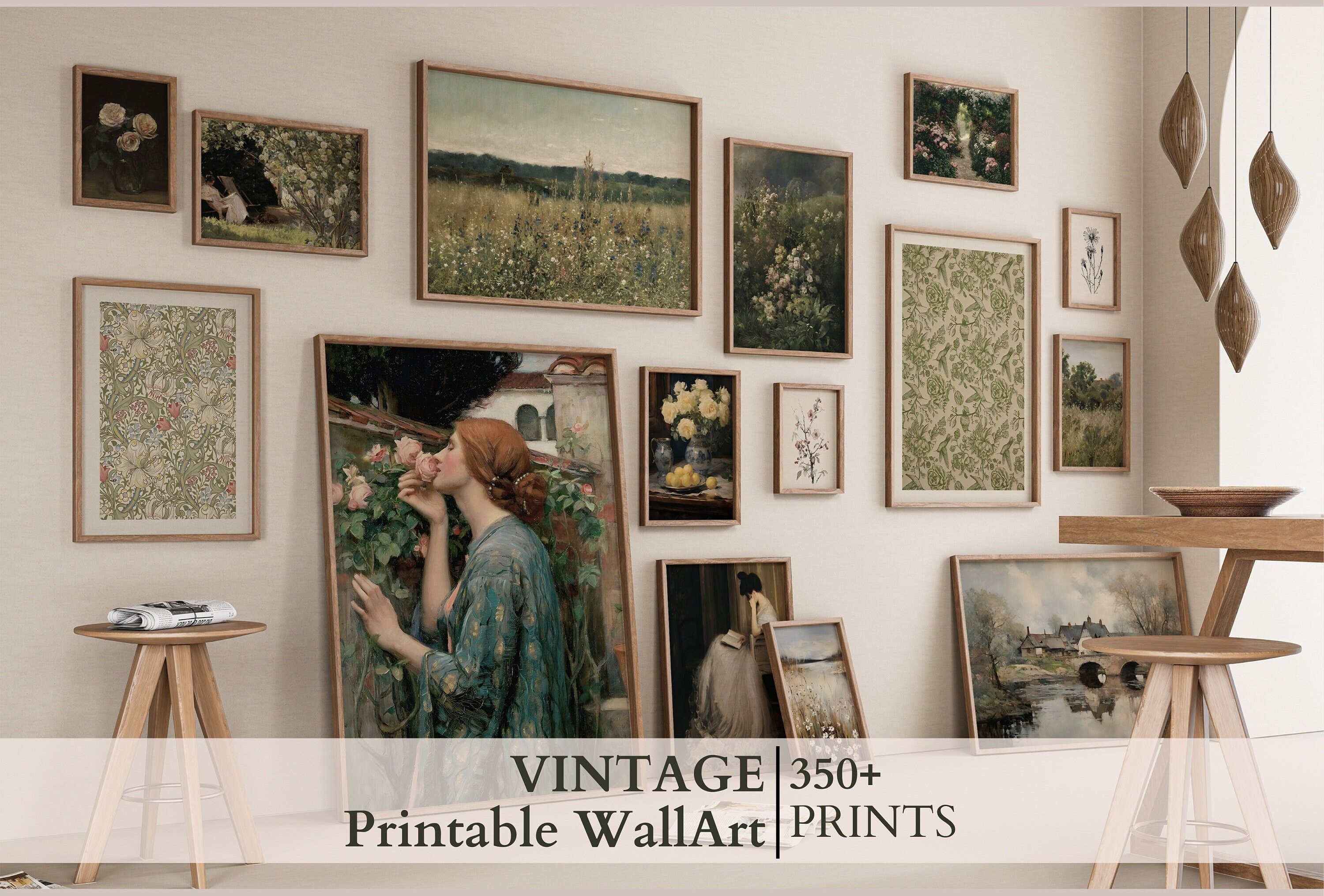 アート·ギャラリー1～14 Vintage Gallery Wall Art Set, Eclectic Prints (350+), Farmhouse