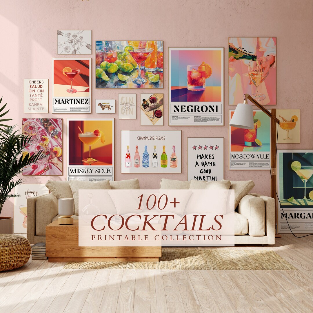 MEGA BUNDLE of 100+ Cocktails Art Prints, Prints Kitchen Wall Art, Trendy Kitchen Decor ...