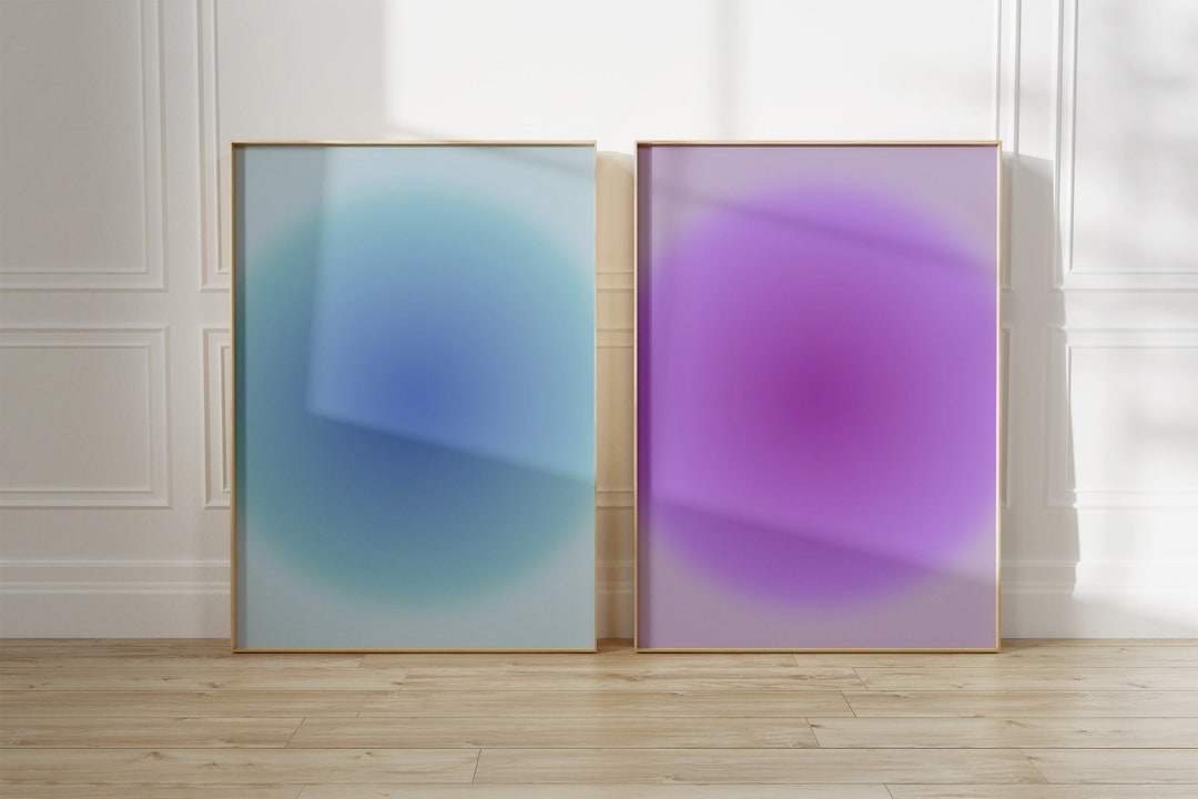 Positive Aura Posters Set of 2, Spiritual Poster, Grainy Gradient ...
