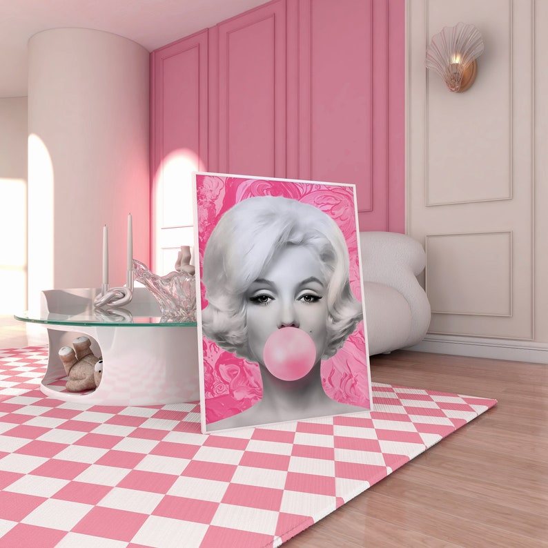 Marilyn Monroe Bubble Gum ,Fashion Print Logo INSTANT DOWNLOAD, Pop Art Print, Wall Art, Printable Art, Digital Download, Fashion Print zdjęcie 1