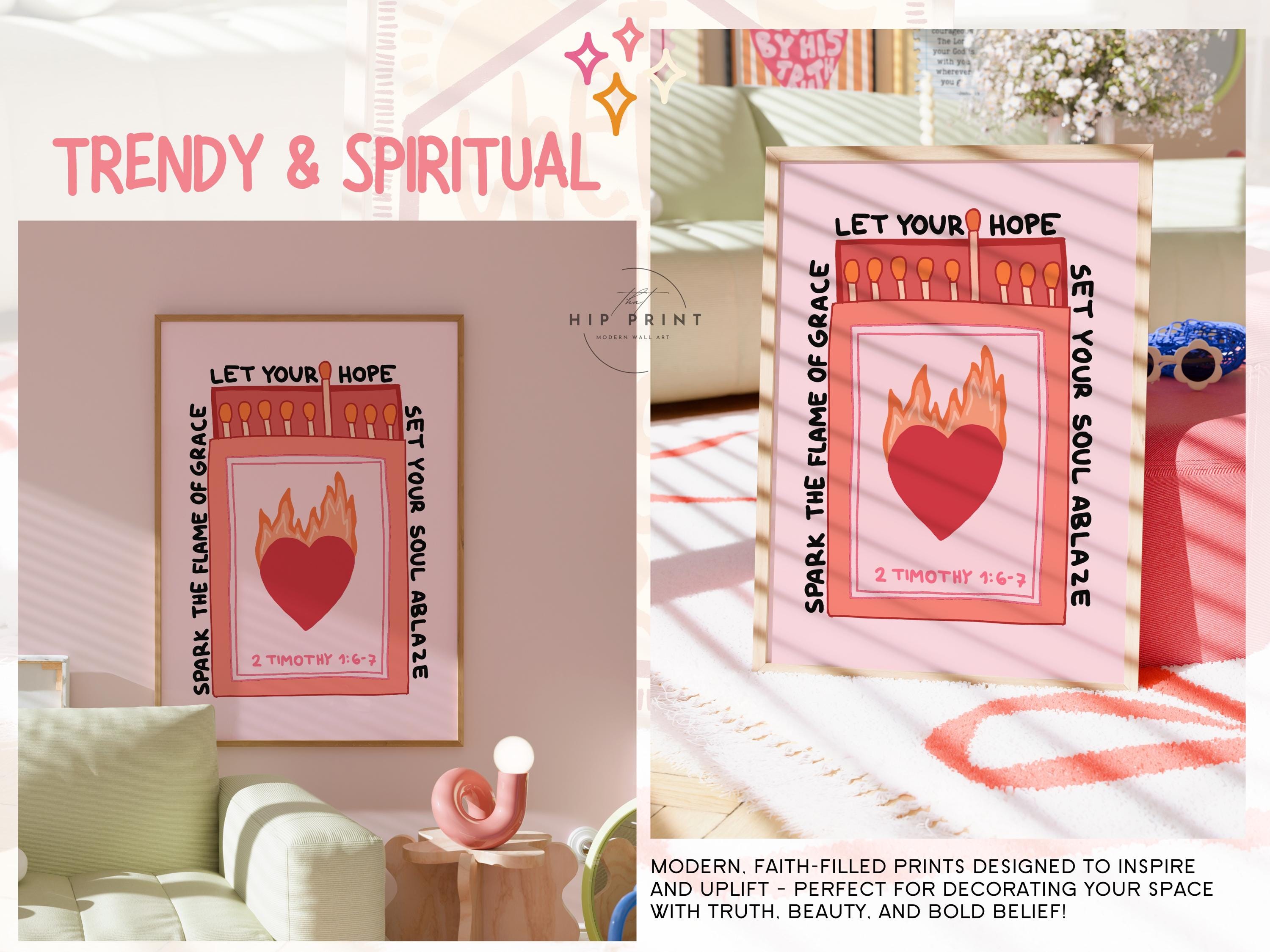 Christian Matchbox Print, Heart on Fire, Bible Verse Art (digital