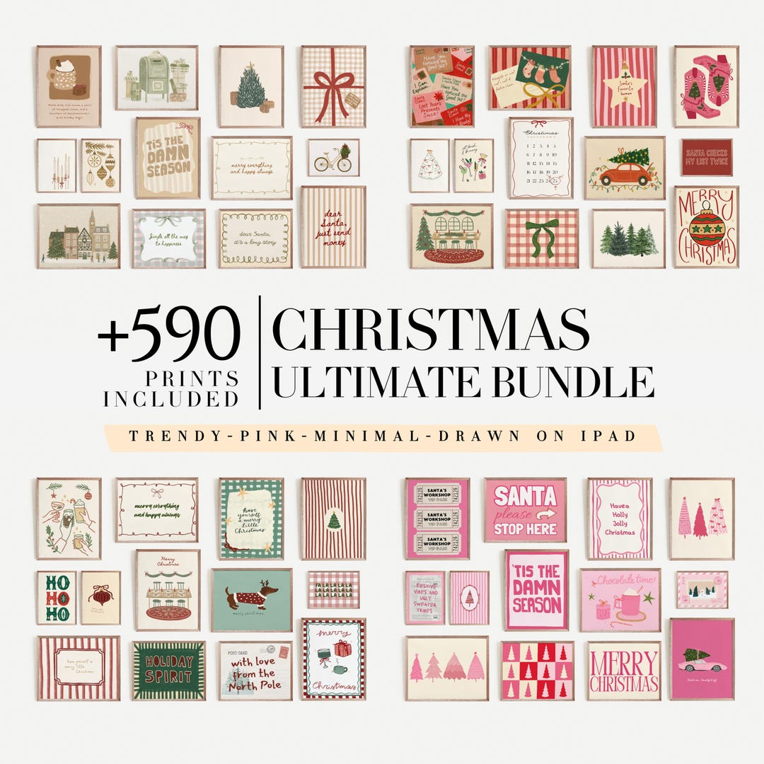 Christmas Wall Art Mega Bundle 590 Prints, Holiday Printable Poster ...