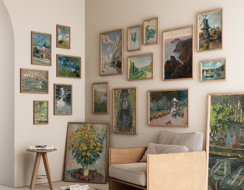 Conjunto de más de 200 impresiones digitales de Claude Monet, pinturas al óleo vintage, impresiones en lienzo de Monet, arte impresionista, MEGA paquete, pinturas antiguas imagen 3