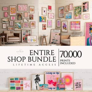 Promos dans l'ensemble du magasin - lot de décorations murales - ensembles de galeries vintage - estampes éclectiques maximalistes - oeuvres d'art retouchées - posters tendance - accès à vie