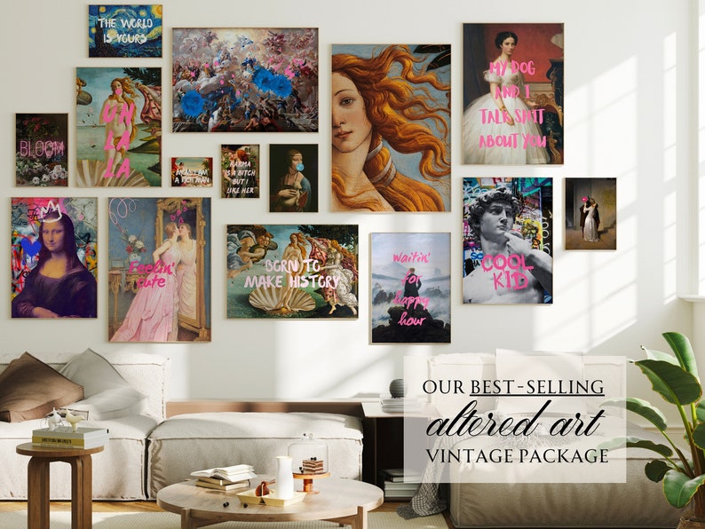 ENTIRE STORE SALE, Wall art bundle,Vintage gallery sets,Eclectic and Maximalist prints,Vintage wall decorations,Altered art,Trendy posters zdjęcie 4