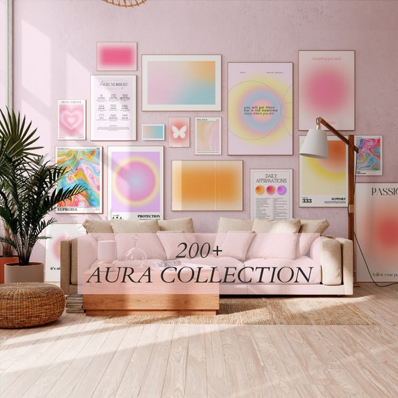 200+ Aura Gradient Posters - Y2K Mental Health Affirmation Art (Digital Download)