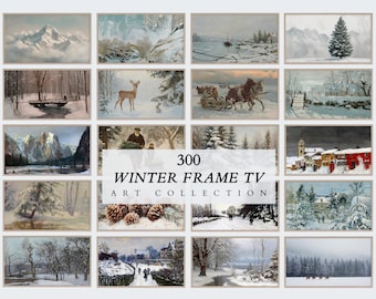 Winter Frame TV Art Set of +300 ,Cute reindeers in Oil Paintings,Vintage Winter Landscape Painting,Vintage Winter Arts,Samsung Frame TV Set