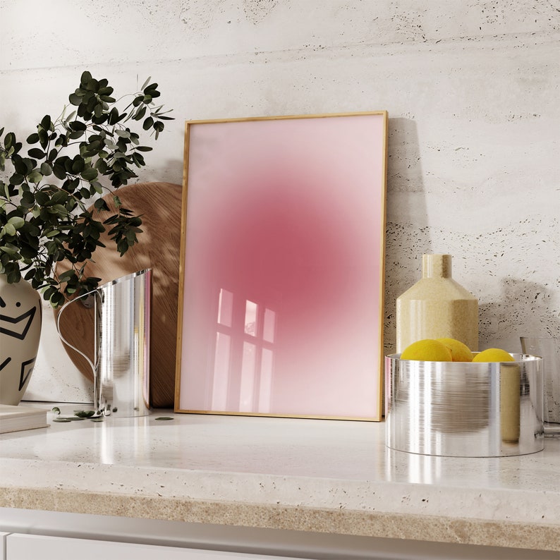 Pink Gradient Retro Aura Print, Spiritual Wall Art (instant Download ...