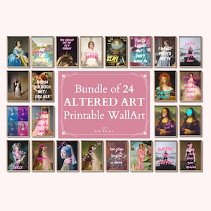 Láminas de arte vintage alteradas, conjunto de arte mural ecléctico (descarga digital)