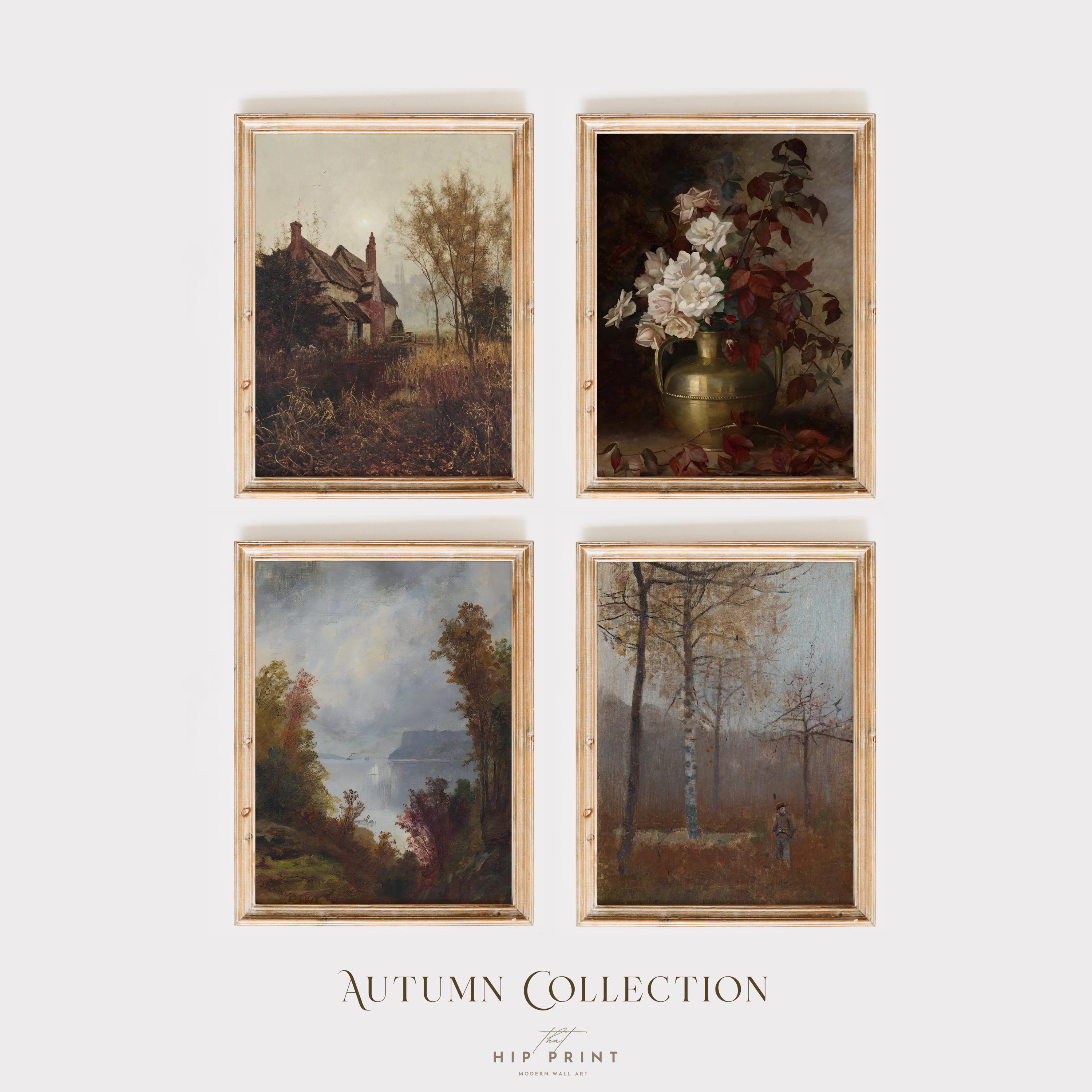 Vintage Autumn Gallery Wall Art Set Rustic Living Room Decor Muted ...