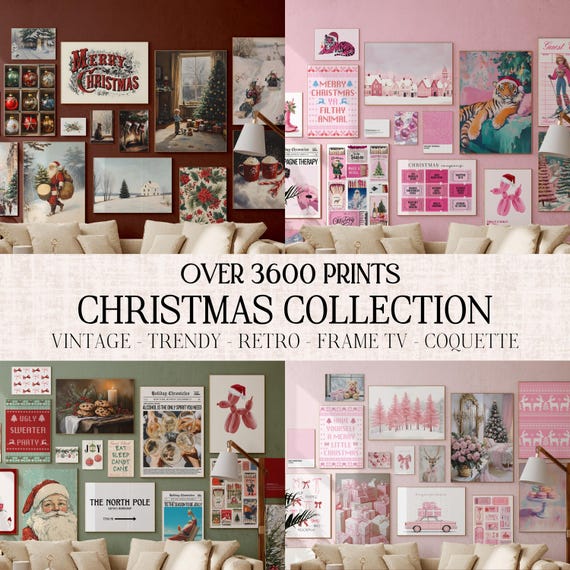 Christmas Gallery, Winter Wall Gallery, +3600 Christmas Prints, Rustic Wall Decor, Xmas Printable Wall Art, Vintage Winter Print, Xmas Decor