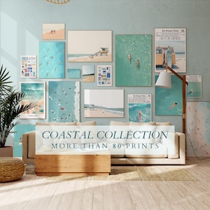 Coastal Life Beach Surf Galerie, Küsten Trendy Surf Up Wandkunst, Strand Sommer Poster, Set von 80 The Coastal Series, Strandhausdekor.