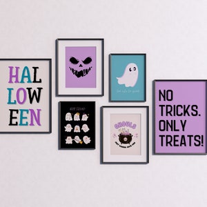 Set di 6 collezione di Halloween, stampe di Halloween, arte della parete di Halloween alla moda, arte della parete di Halloween stampabile, decorazioni di Halloween, arte della parete stampabile