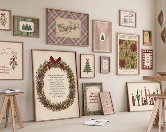 Vintage Christian Christmas Wall Art Prints, Rustic Holiday Decor (Digital Download)
