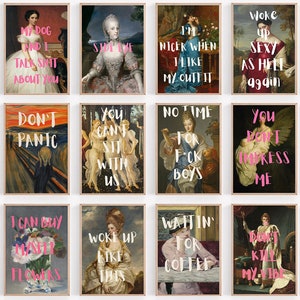 Altered Vintage Painting Print Set, Eclectic Art (Digital Download)
