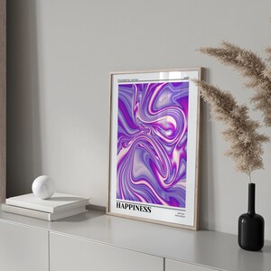 Happiness Aura Poster, Retro Farbverlauf Poster, Affirmation Poster, Retro Aura Farbverlauf, psychedelische Wohnkultur, digitaler Download Bild 2