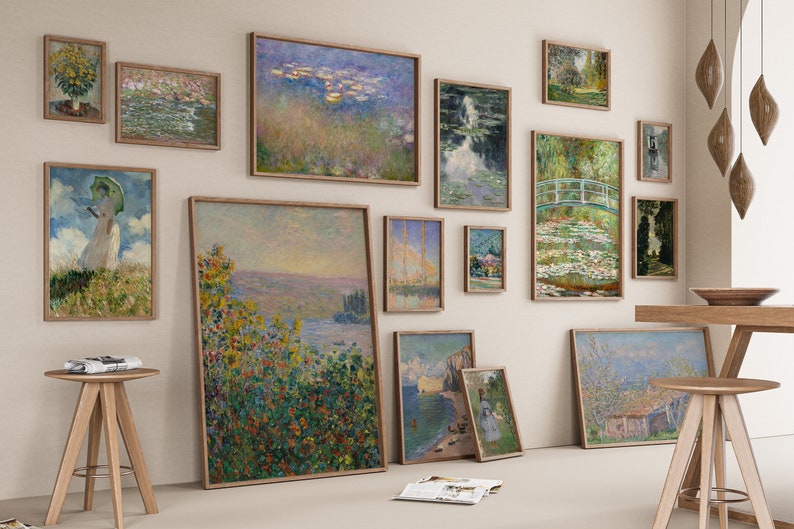 Conjunto de más de 200 impresiones digitales de Claude Monet, pinturas al óleo vintage, impresiones en lienzo de Monet, arte impresionista, MEGA paquete, pinturas antiguas imagen 2