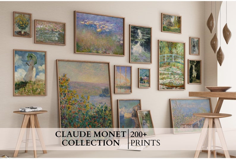 Set von 200 Digitale Drucke von Claude Monet, Vintage Ölgemälde, Monet Leinwanddruck, impressionistische Kunst, MEGA Bundle, antike Gemälde Bild 1