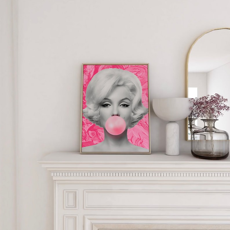 Marilyn Monroe Bubble Gum ,Fashion Print Logo INSTANT DOWNLOAD, Pop Art Print, Wall Art, Printable Art, Digital Download, Fashion Print zdjęcie 5