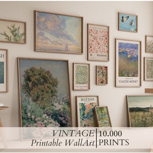 Vintage Printable Wall Art Bundle - 10,000 Digital Prints - Monet, Van Gogh, Matisse, William Morris Posters - Classic Home Decor  .