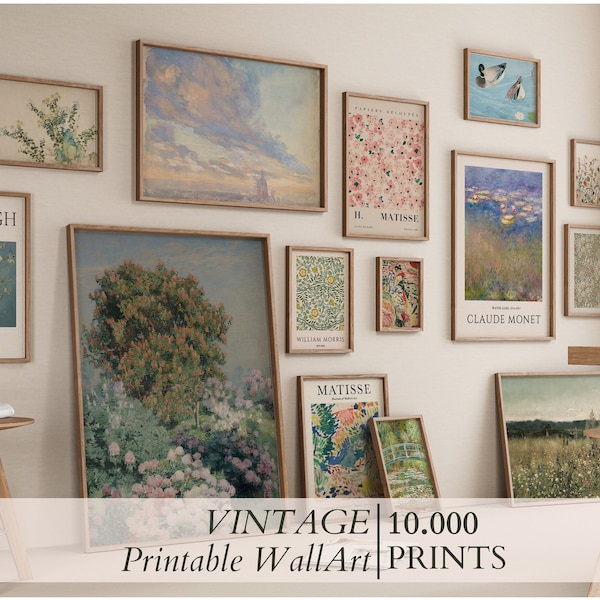 Láminas de arte vintage para pared, Monet, Van Gogh, Matisse, William Morris (Descarga digital)