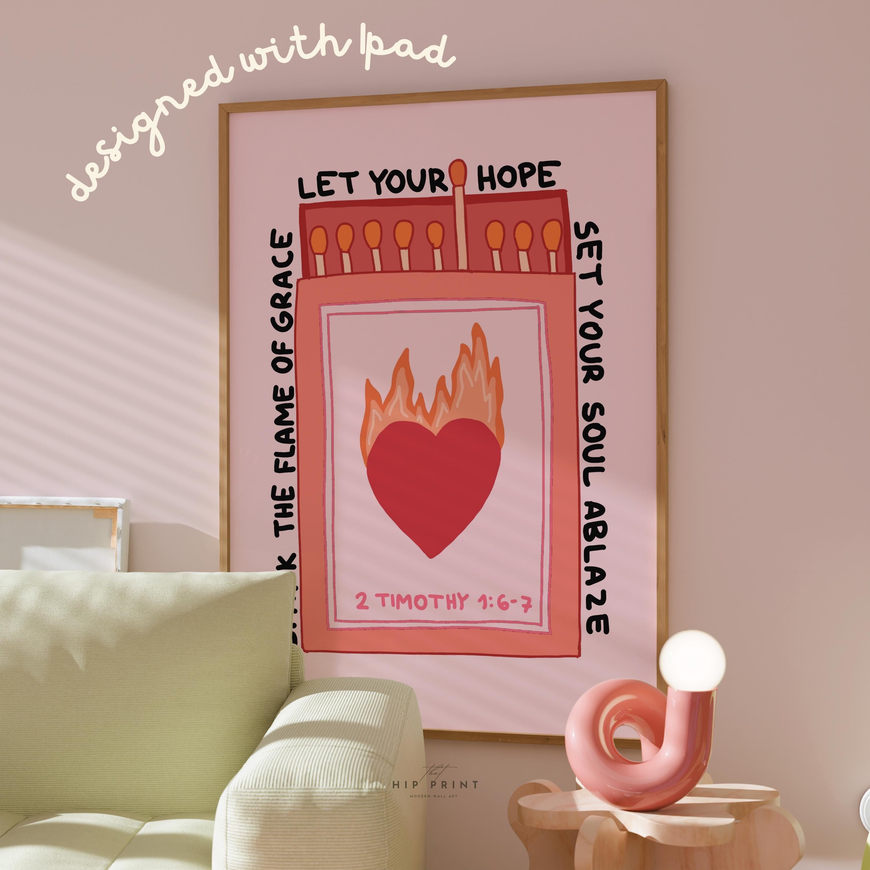 Christian Matchbox Print, Heart on Fire, Bible Verse Art (digital