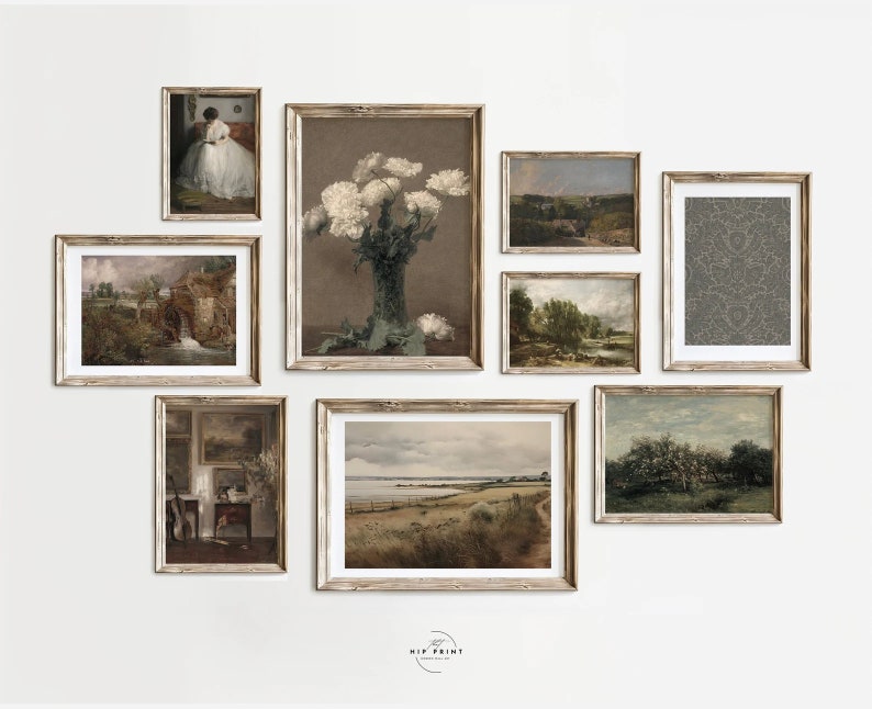 Set of 40 English Countryside Prints,Landscape Printable Gallery Wall Art, English Manor House,Vintage Oil Painting,Countryside Gallery Wall image 2